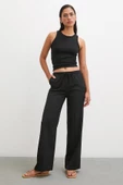 Bol Paça Lastikli Pantolon Siyah thumbnail 1
