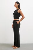 Bol Paça Lastikli Pantolon Siyah thumbnail 3