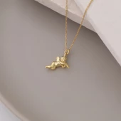 925 Ayar Trompet Çalan Gümüş Melek Temalı Kolye thumbnail 3