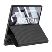 Galaxy Z Fold 6 Kılıf Karbon Fiber Tasarımlı Magnetik Tokalı Kartlıklı Redclick Kıpta Zega Kapak thumbnail 2