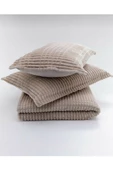 Merinos Modern Line 3 Parça Battaniye Seti Bej Renk - 3