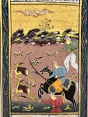 Savaşçıların Ceylan Avı Adlı El Yapımı Minyatür Resim 20,5x12 cm thumbnail 2