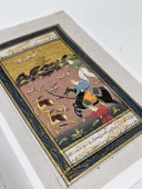 Savaşçıların Ceylan Avı Adlı El Yapımı Minyatür Resim 20,5x12 cm thumbnail 3