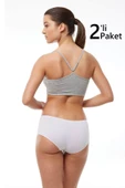 Malabadi 1126 2'Li Paket Kadın Modal Geniş Kenarlı İz Yapmayan Slip & Külot thumbnail 6