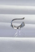 MuI MuI Pirinç Gümüş Renk Zirkon Taş Kaplama Earcuff Küpe - 2