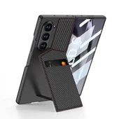 Galaxy Z Fold 6 Kılıf Karbon Fiber Kartlıklı Redclick Kıpta Dik Açılan Kartlıklı Kapak thumbnail 1