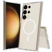Galaxy S24 Ultra Kılıf Magsafe Şarj Özellikli Şeffaf Sert  Redclick Embos Kapak - 1