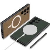 Galaxy S24 Ultra Kılıf Magsafe Şarj Özellikli Deri Tasarımlı Redclick Kıpta Nubuk Kapak - 7