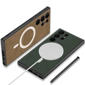 Galaxy S24 Ultra Kılıf Magsafe Şarj Özellikli Deri Tasarımlı Redclick Kıpta Nubuk Kapak - 8