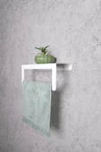 30 Cm Beyaz Havlu Tutacağı Raf Metal Havlu Askısı Mutfak Banyo Raflı Havluluk Metal Raflı Havluluk - 2