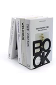 Book Yazı Desenli Model Kitap Desteği - Ev Ve Ofis Dekoratif Estetik Kitap Tutucu (2'li Set) Siyah - 4