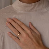 14 Ayar Altın Oval Kadın Yüzük - 2