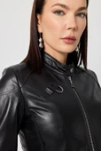 Brigida Siyah Deri Mont - 5