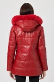 Maria Kırmızı Deri Mont - 4