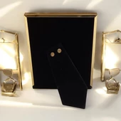 Modern Çizgili Metal Fotoğraf Çerçevesi Gold Renk 10x15 - 3