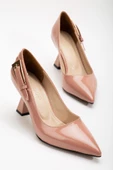 Rugan Büyük Numara Tokalı Kadeh Topuklu Pudra Kadın Stiletto thumbnail 1