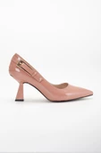 Rugan Büyük Numara Tokalı Kadeh Topuklu Pudra Kadın Stiletto thumbnail 3
