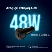 Ttec Süper Hızlı 48W 1xUSB ve 1x Type-C Araç Şarj Cihazı, 12/24V Çakmaklık Girişli Akım Korumalı thumbnail 2