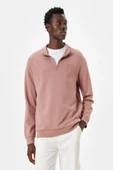 Koton Slogan Baskılı Sweatshirt Fermuarlı Yaka Pamuklu - 1