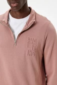 Koton Slogan Baskılı Sweatshirt Fermuarlı Yaka Pamuklu - 5