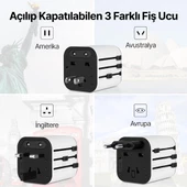 Ttec 3in1 Akım ve Isı Korumalı10A/250V Amerikan/Avrupa/İngiliz Tipi Priz Çevirici Seyahat Şarj Aleti - 3