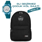 Çocuk Kol Saati Hediyeli Cambridge Polo Club Büyük Kapasiteli Çocuk Okul Çantası CPC.3022.C001 - 1