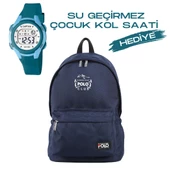 Çocuk Kol Saati Hediyeli Cambridge Polo Club Büyük Kapasiteli Çocuk Okul Çantası CPC.3022.C011 - 1