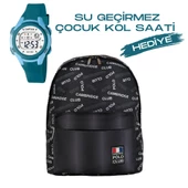 Çocuk Kol Saati Hediyeli Cambridge Polo Club Büyük Kapasiteli Çocuk Okul Çantası CPC.4010.C005 - 1