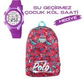 Çocuk Kol Saati Hediyeli Cambridge Polo Club Büyük Kapasiteli Çocuk Okul Çantası CPC.4022.C0003 - 1