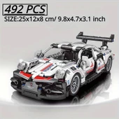 Technic Spor Araba 3D Lego BUILDING BLOCKS 492 Parça 6+ YAŞ Puzzle Çek-Bırak Araba Hediye - 1