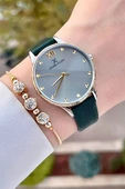 Daniel Klein DKISTE1332 Kasası Gold Gümüş Kordonu Yeşil Renk Hediye Paketli Kadın Kol Saati ve Bileklik - 4