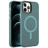 iPhone 12 Pro Kılıf Magsafe Şarj Özellikli Buzlu Transparan C-Pro Sert Kapak kılıf - 7