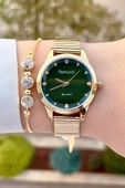 Ferrucci FCISTE302 Kadranı Yeşil Kordonu Gold Renk Hediye Paketli Kadın Kol Saati ve Bileklik - 3