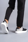SLW151 Boost Bağcıklı Cilt Süet Erkek Günlük Sneaker Ayakkabı BT Siyah/Gri - 3