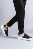 SLW151 Boost Bağcıklı Cilt Süet Erkek Günlük Sneaker Ayakkabı BT Siyah/Gri - 2