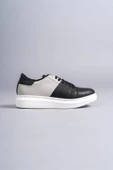 SLW151 Boost Bağcıklı Cilt Süet Erkek Günlük Sneaker Ayakkabı BT Siyah/Gri - 4