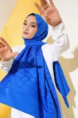 Asimetrik Desen Jakar Şal Saks - 46 - 1