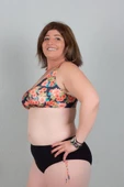 Büyük Beden Yüksek Bel Ayarlanabilir Yanlar Bikini Desenli Siyah Bk015 - 1