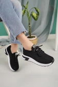 Kadın Bağcıklı Taşlı Triko Rahat Kadın Sneaker - 2
