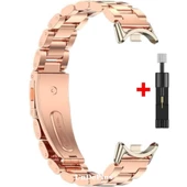 Xiaomi Mi Band 8 / Band 9 Kordon Klipsli Metal Kordon 04 +Kısaltma Aparatı - 4