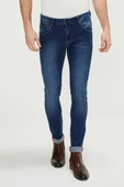 Erkek Slim Fit Düz Renk Likralı Jean Kot Pantolonu - 10