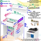 Modilayn BİRCE XL-70 x 87 x 48 cm Tüp Bölmeli Set Ocak Altı Dolap ve Baharat Rafı - 5
