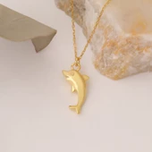 Nox Jewelry 925 Ayar Gümüş Minimal Yunus Balığı Hediye Kolye - 5