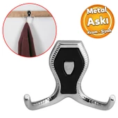 Galata Askı Vestiyer Mobilya Duvar Askısı Metal Dolap Elbise Askılığı Krom Siyah Kapaklı Sağlam thumbnail 1