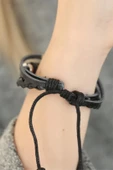 Siyah Renkli Sonsuzluk Tasarım Çoklu Deri Bayan Bileklik thumbnail 2