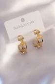 Çelik Gold Renk Tifanny Zincir Model Kadın Küpe - 1