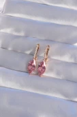 MuI MuI XUPİNG Rose Renk Pembe Zirkon Taşlı Sallantılı Küpe - 2