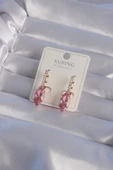 MuI MuI XUPİNG Rose Renk Pembe Zirkon Taşlı Sallantılı Küpe - 1