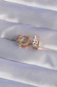 MuI MuI XUPİNG Rose Renk Zirkon Taşlı Minimal Halka Küpe - 2