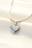 316L Çelik Gümüş Renk Kalp Kolye thumbnail 1
